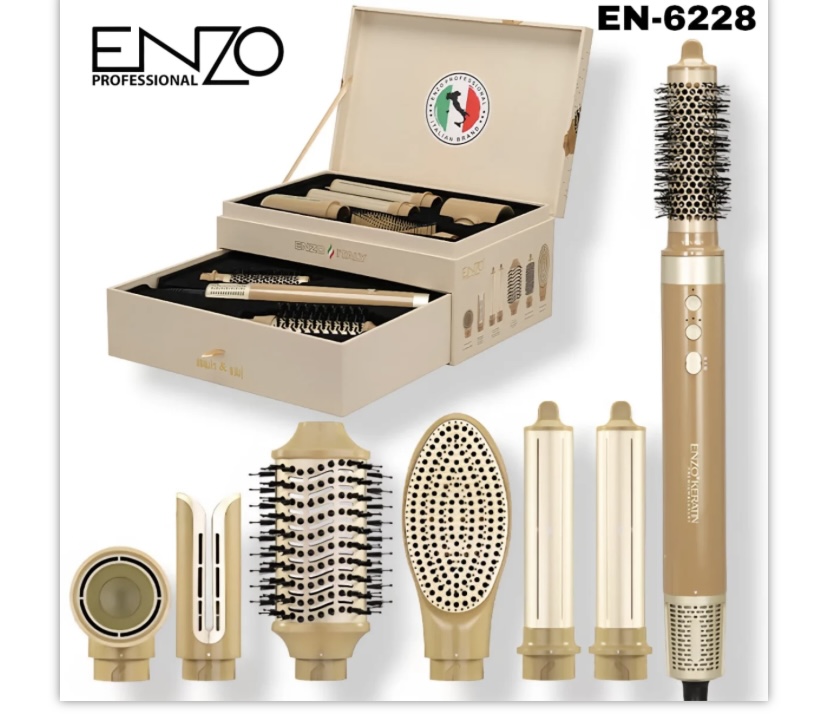 سشوار چند کاره انزو مدل 6228 موتور BLDC آبکاری تورمالین طلایی Enzo EN-6228